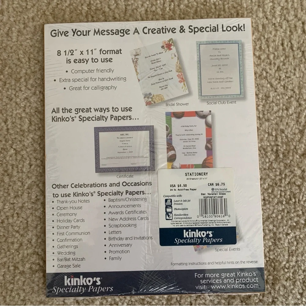 Kinko’s Specialty paper - Venetian glass